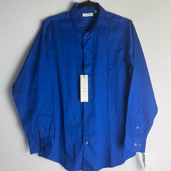 NWT Calvin Klein Men Long Sleeve Button Down Collar Shirt X-Large 20 Royal Blue - Picture 1 of 8